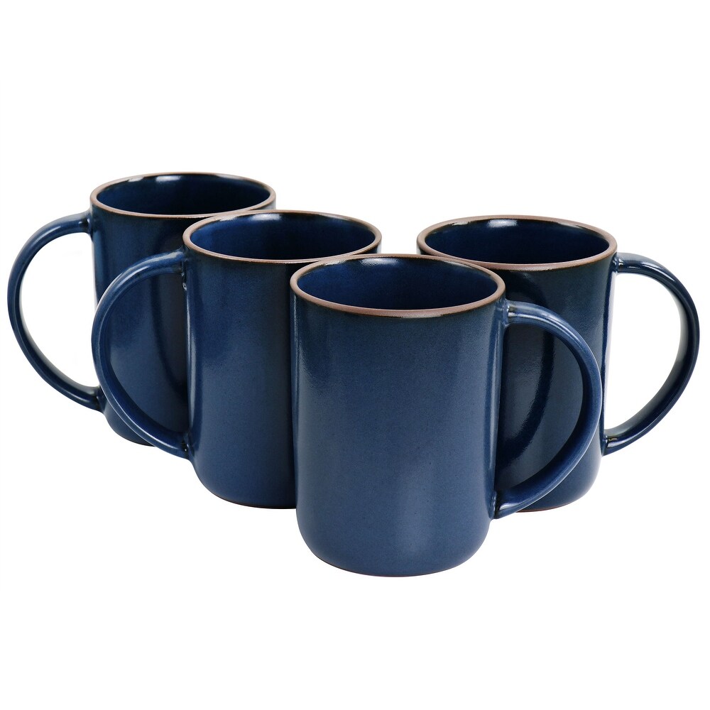 Gibson Elite Dumont 4 Piece 17oz Terracotta Mug Set in Navy Blue   17 oz