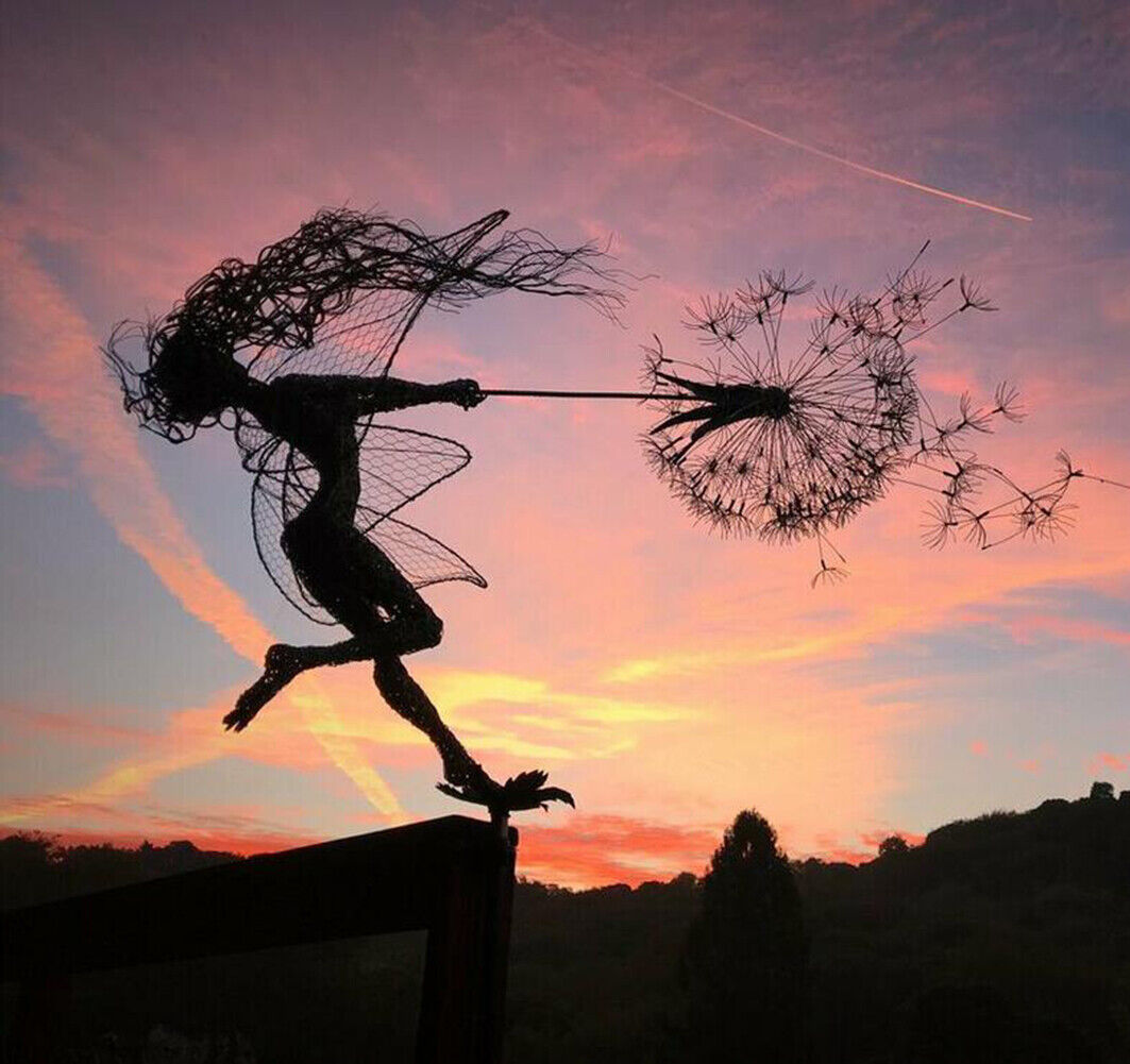 Fairies Dandelions Dance Together Ornament Garden Sculpture Decor Outdoor Statue