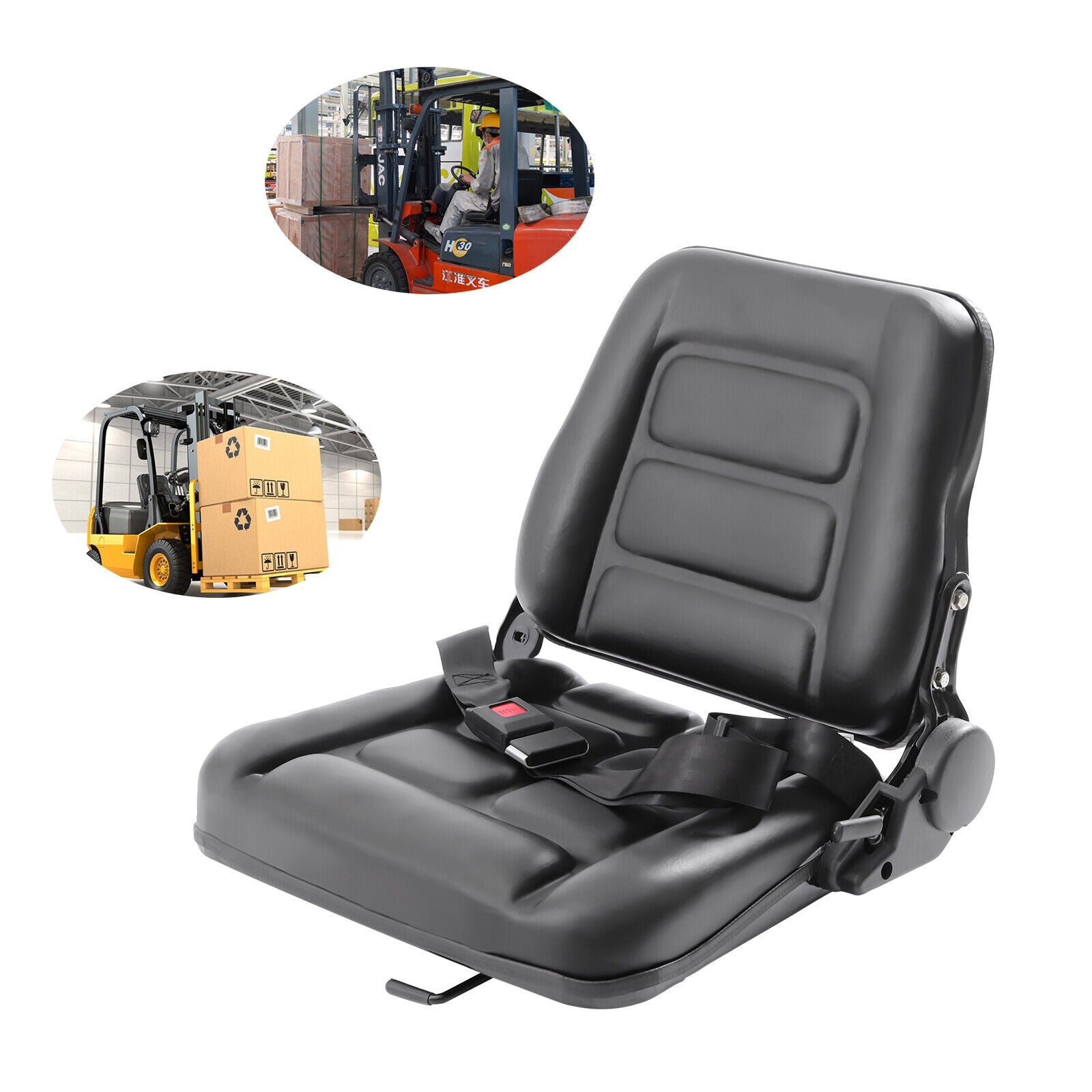 TOOL1SHOoo Universal Adjustable Forklift Seat with Safety Belt Full Suspension Seat Replacement