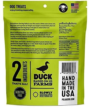 Polkadog Lucky Duck Bone Shaped Dehydrated Dog Treats， 8-oz bag