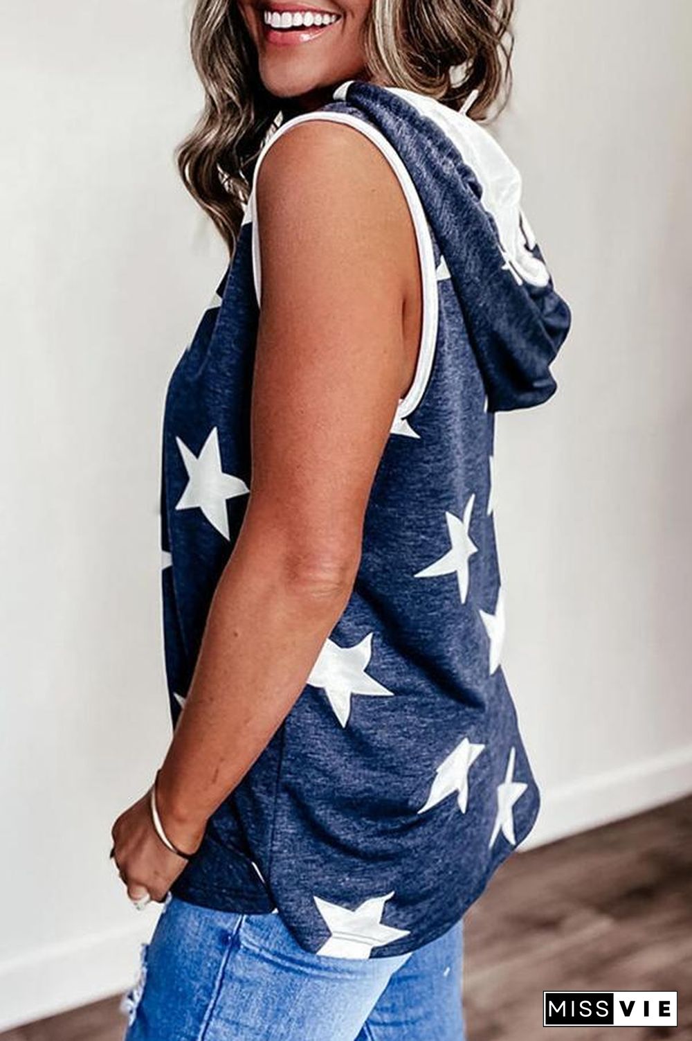 Star Printed Hooded Tank Top (4 Colors) P15481