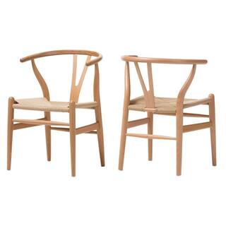 Baxton Studio Wishbone Mid-Century Light Brown Finish Wood Chair Set (2-Piece) 2PC-3327-HD