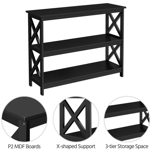 Yaheetech 3 tier Wooden Console Table X Design Entryway Table