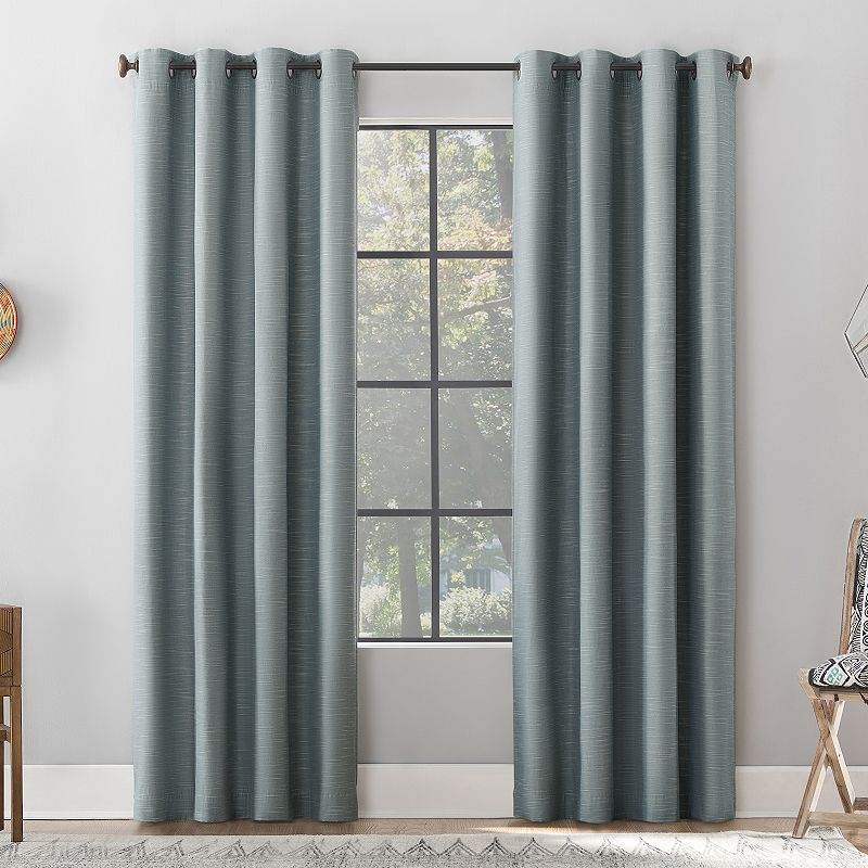 Archaeo Textured Linen Blend Total Blackout Grommet Top Single Curtain Panel