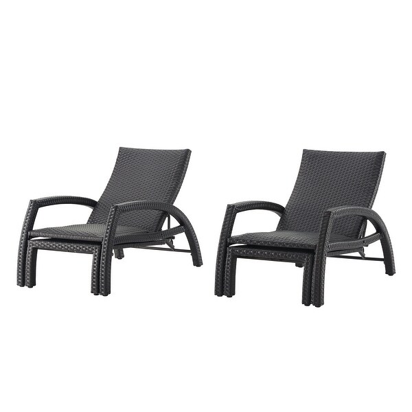 2Pack Aluminum Lounger Outdoor Wicker Convertible Chaise Lounge