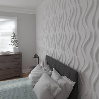 Ekena Millwork 19 58W x 19 58H Wave EnduraWall Decorative 3D Wall Panel Covers 53.49 Sq. Ft. (20-Pack for 53.49 Sq. Ft.) WP20X20WVWH-CASE-20