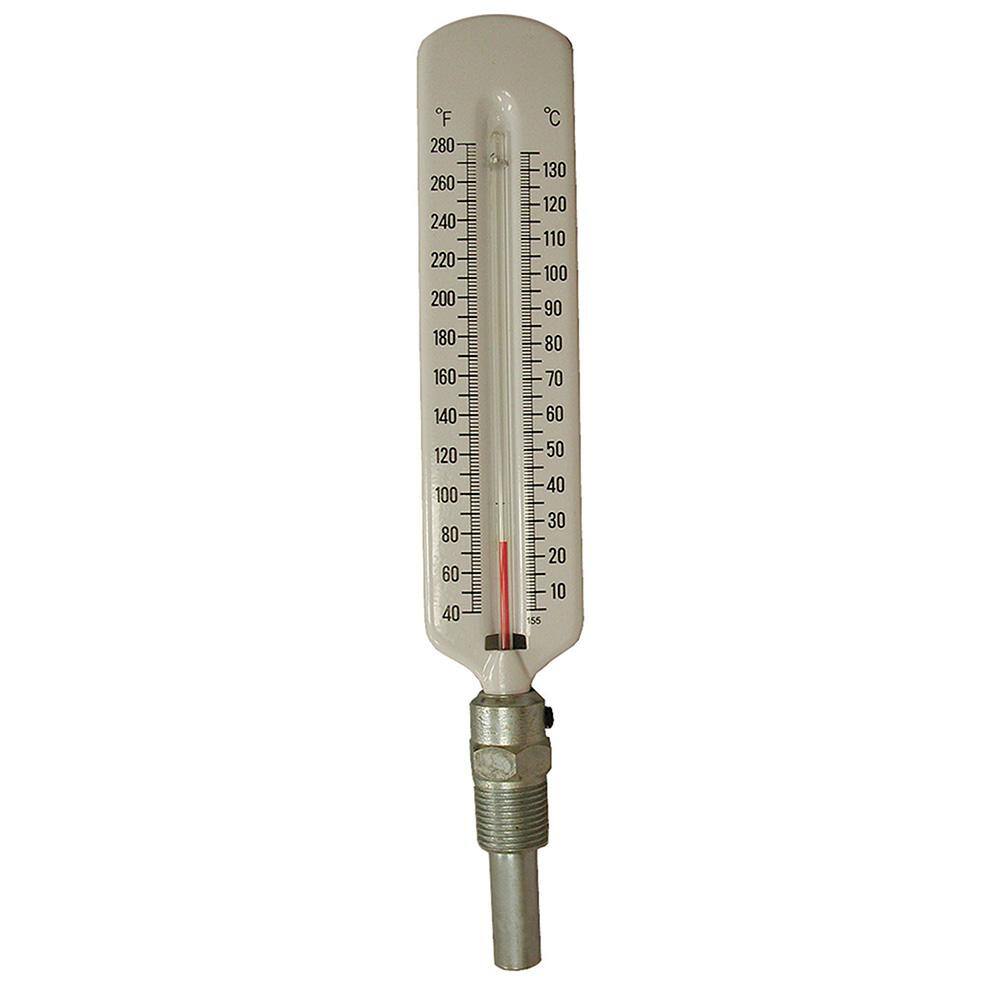 JONES STEPHENS Hot Water and Refrigerant Line Thermometer Straight Pattern with Brass Well 12 in. NPT (40 to 280F) J40501