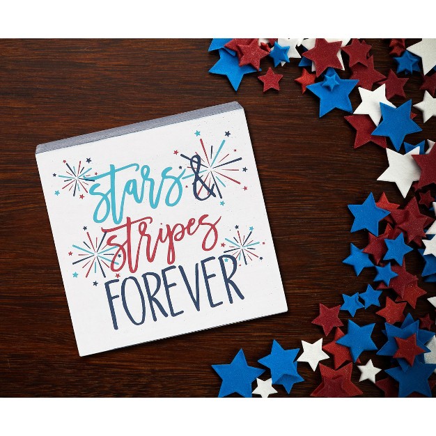 C amp f Home Star amp Stripes Forever 4th Of July Shelf Block