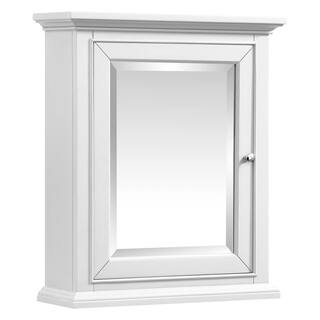 Home Decorators Collection 24 in. W x 28 in. H Framed Rectangular Beveled Edge Bathroom Vanity Mirror in White finish 15101-MC24-WT