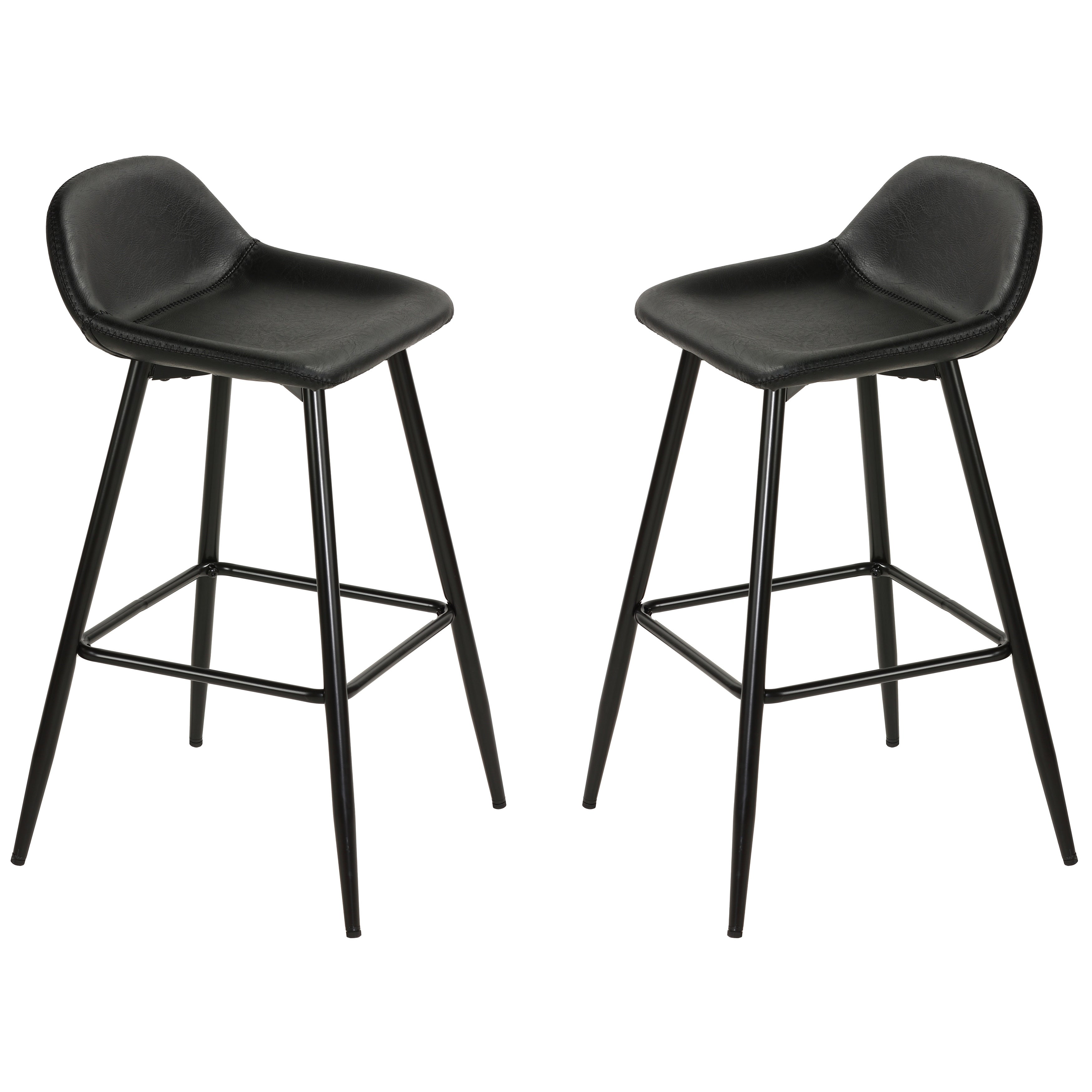 Cortesi Home Rain Counterstools with Faux Leather， Black Base (Set of 2)