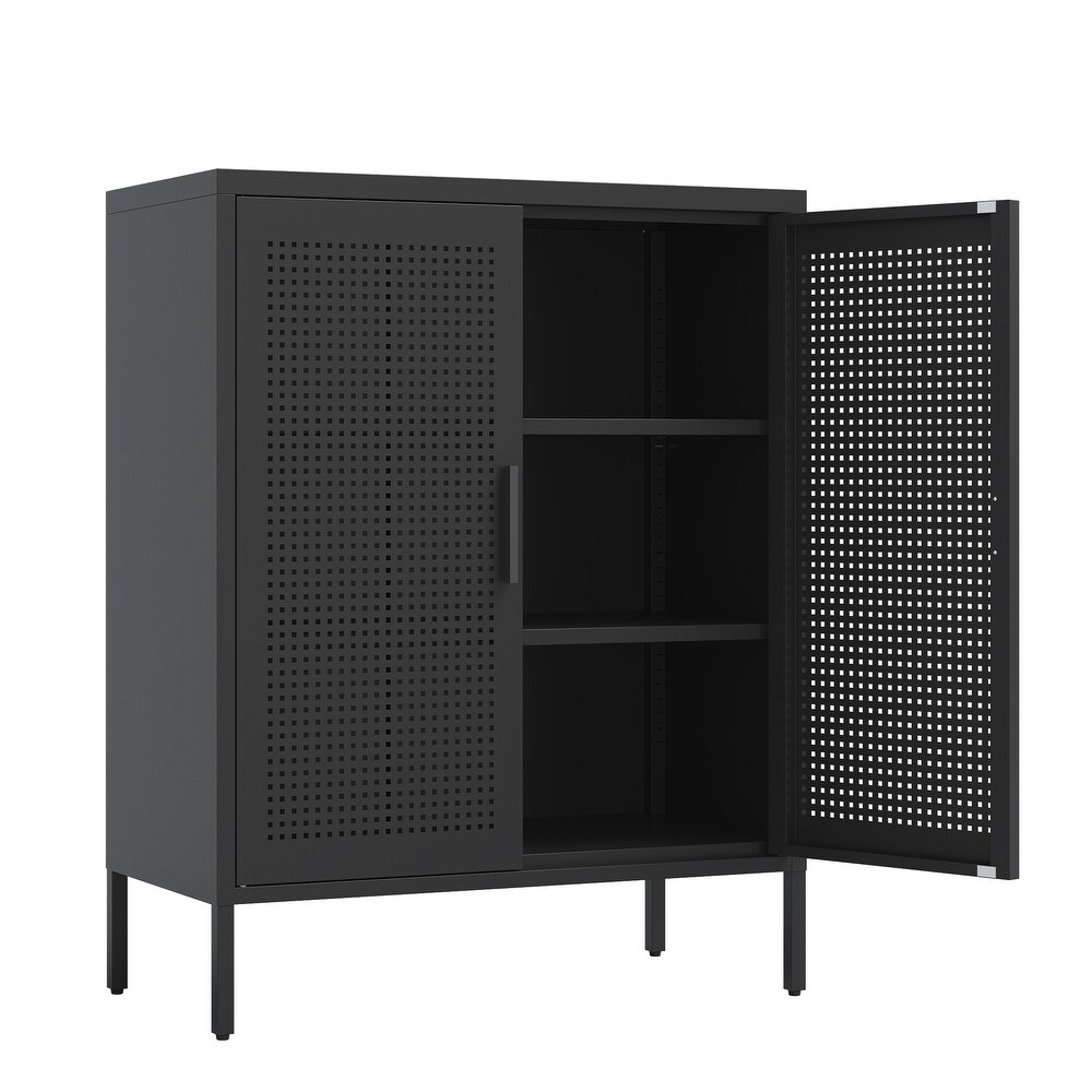 Steel Storage Cabinet with 2 Doors and 2 Adjustable Shelves