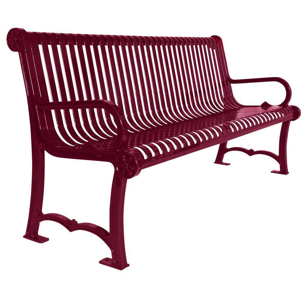 ULTRASITE 4 ft. Charleston Bench with Back Slat 964-S4-BURGUNDY