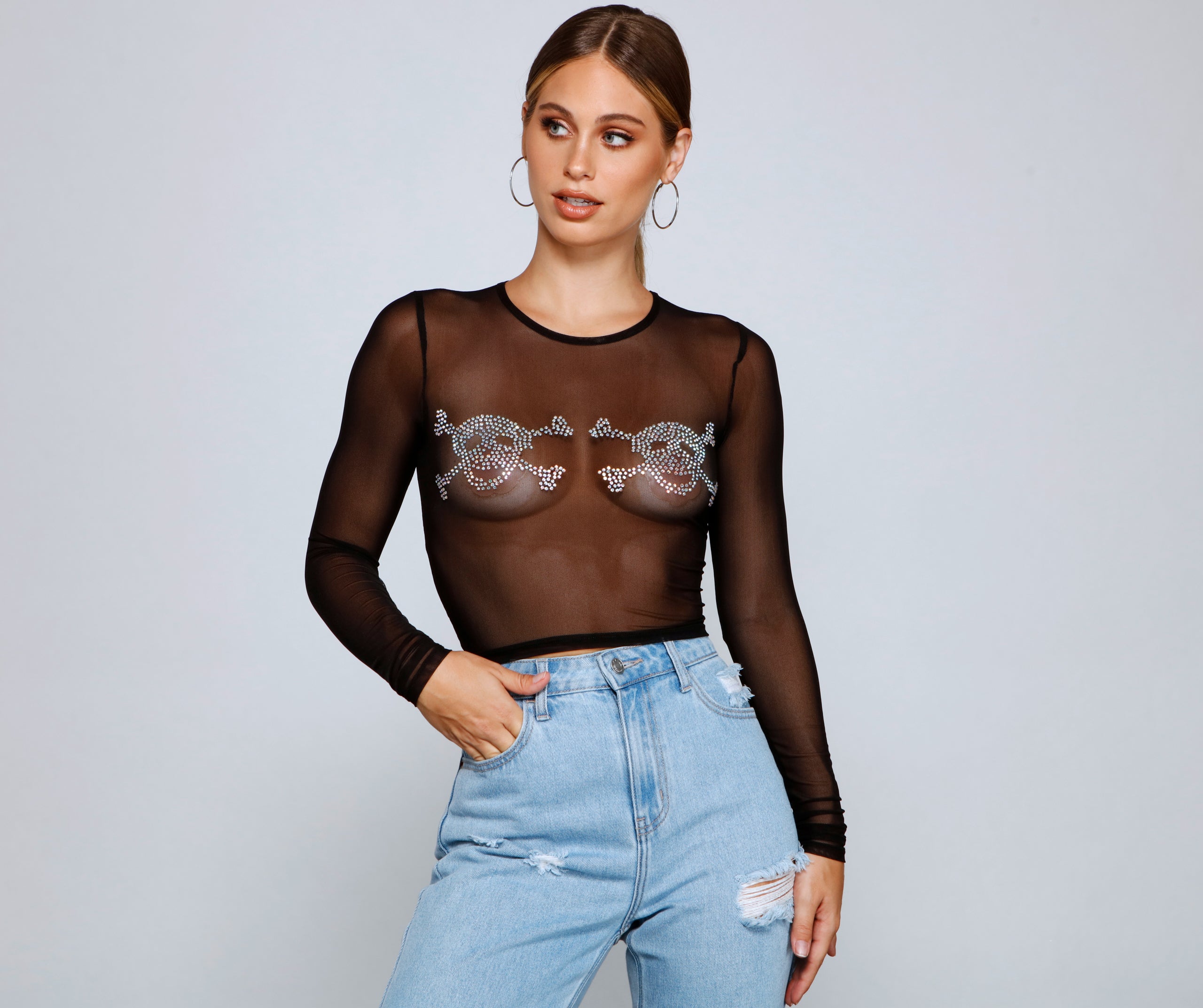 Night Of The Spirited Skulls Mesh Top