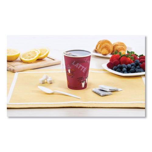 Dart Solo Bistro Design Hot Drink Cups， Paper， 12oz， Maroon， 50/Bag， 20 Bags/Carton (412SIN)