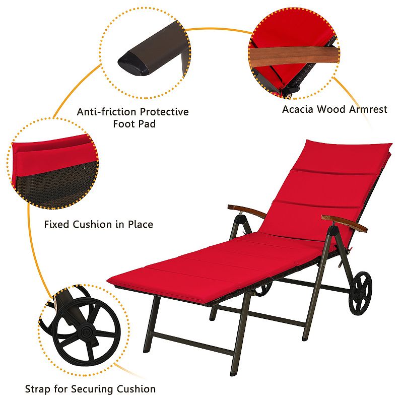 Outdoor Chaise Lounge Chair Rattan Lounger Recliner Chair