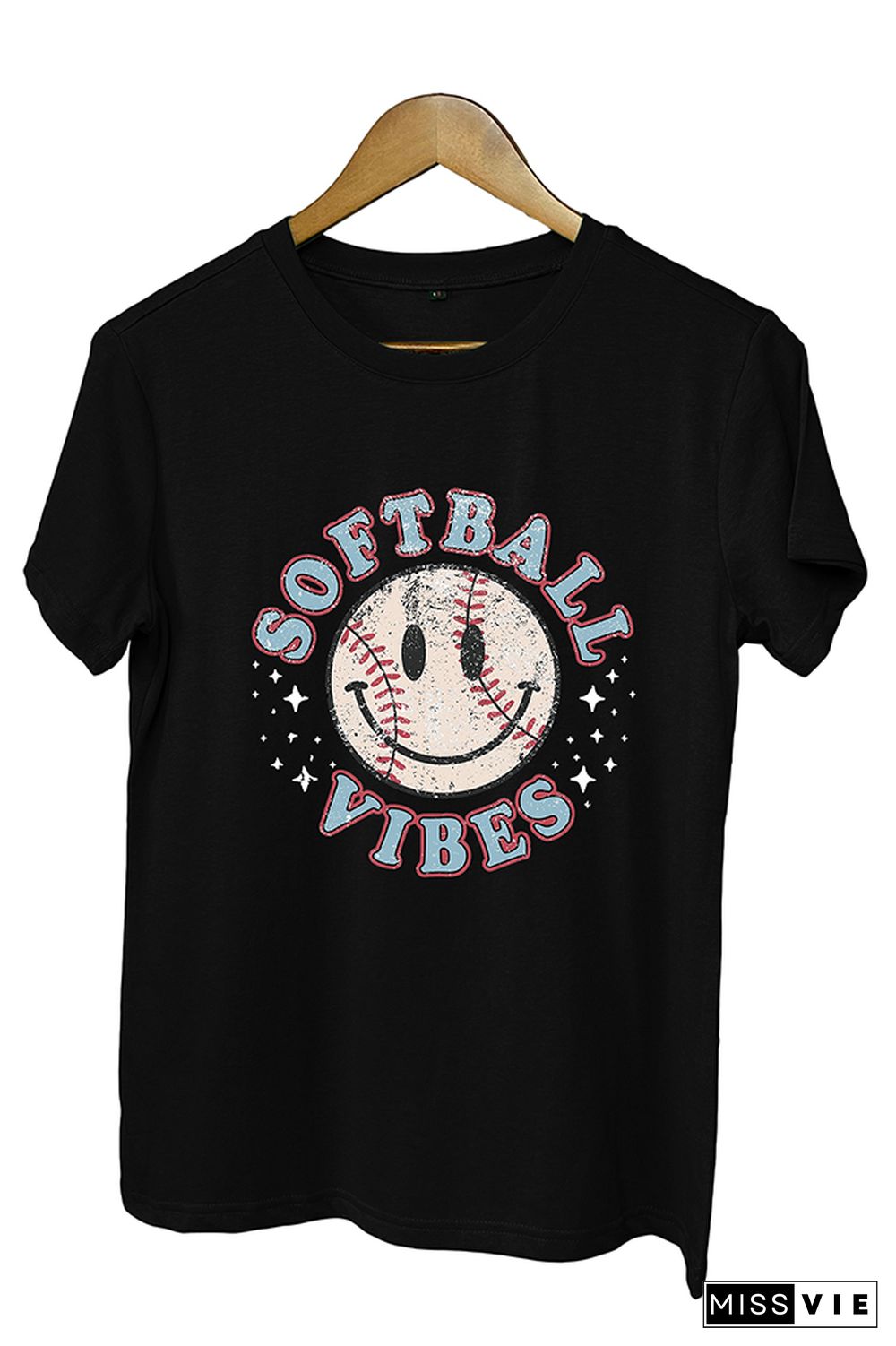 Softball Smiley Face Graphic Tee Wholesale