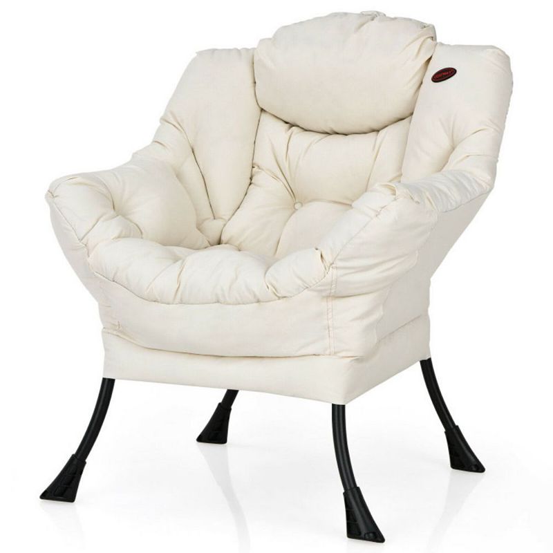 Hivago Modern Polyester Fabric Lazy Chair with Steel Frame and Side Pocket