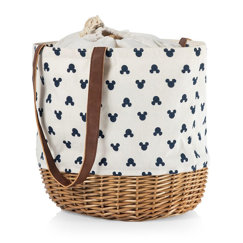 Disney's Mickey Mouse Silhouette Coronado Canvas and Willow Basket Tote by Picnic Time