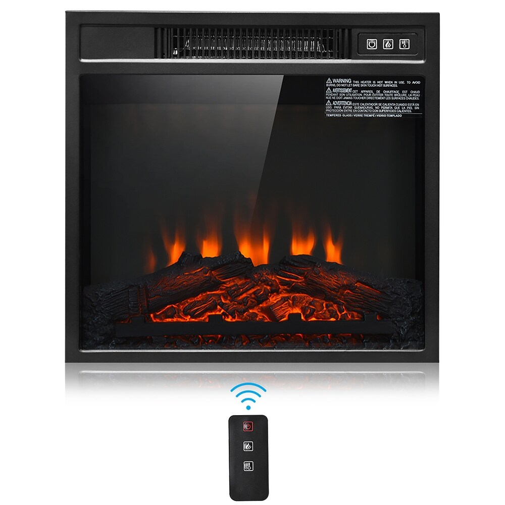 Electric Fireplace Heater 1400 W Recessed Stove with Remote Control