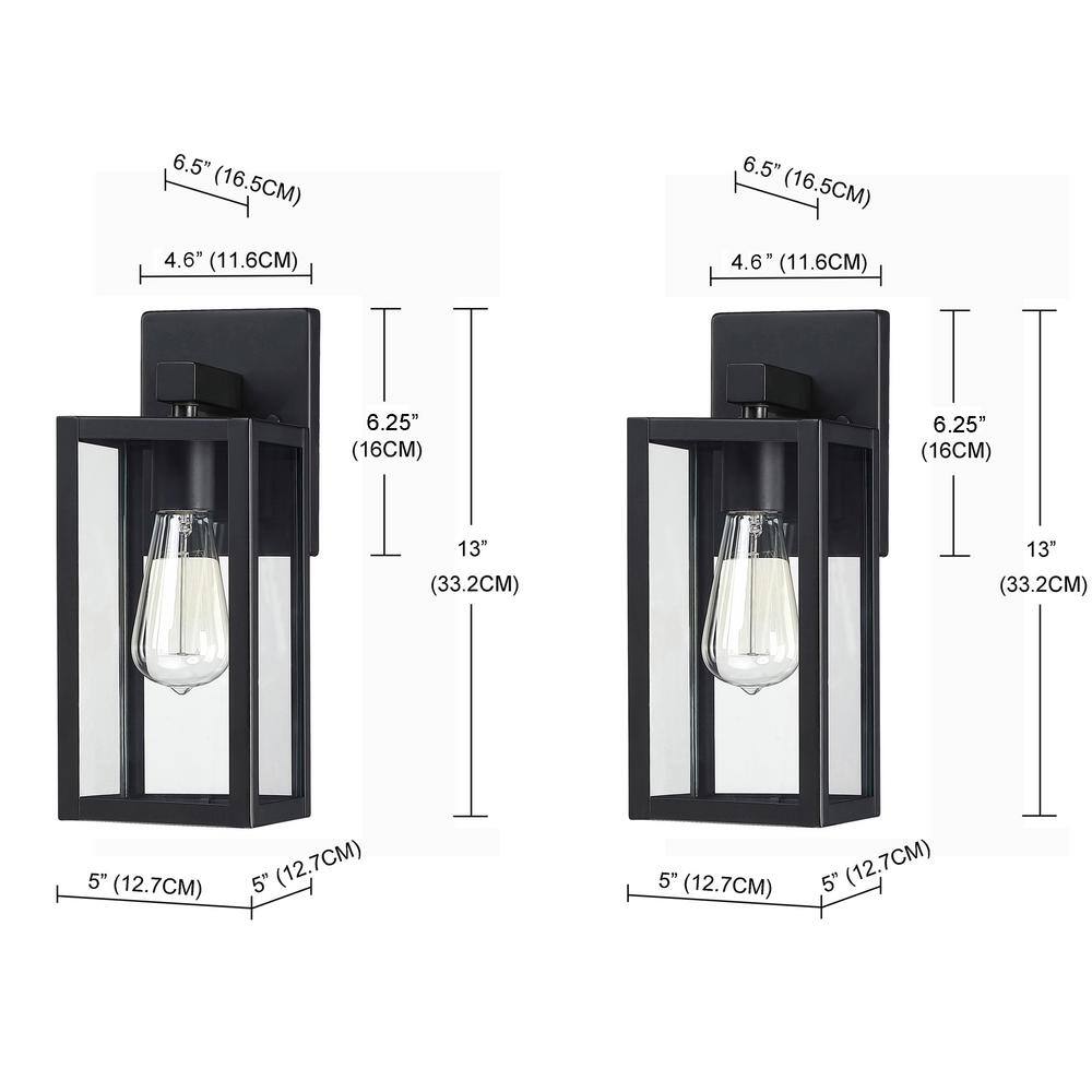 Hukoro 1-Light Matte Black Hardwired Outdoor Wall Lantern Sconces (2-Pack) NFSL01345-S