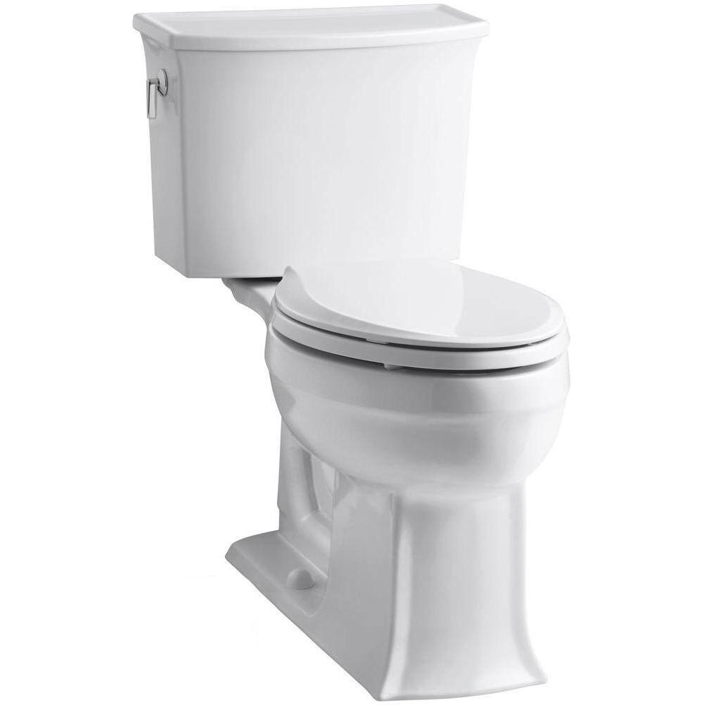 KOHLER Archer Comfort Height 2-Piece 1.28 GPF Single Flush Elongated Toilet with AquaPiston Flushing Technology in White K-3551-0