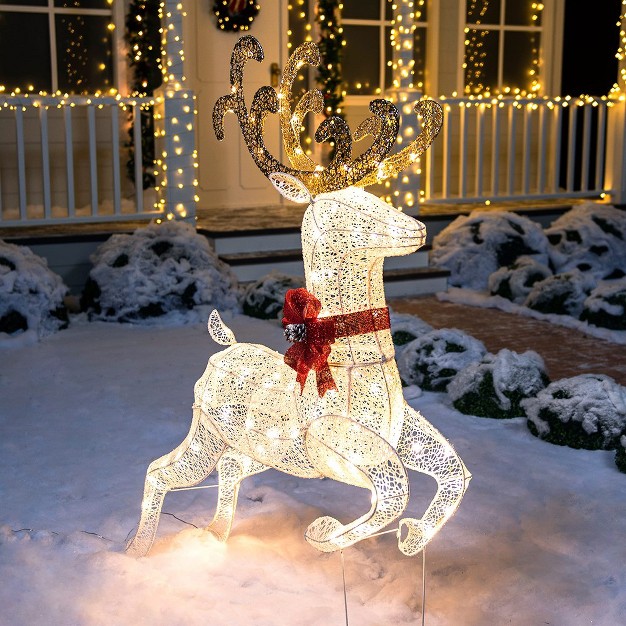 Joiedomi 5ft Jumping Reindeer Buck Yard Light Christmas Decoration Deer Yard Lights Decor For Yard Garden Lawn