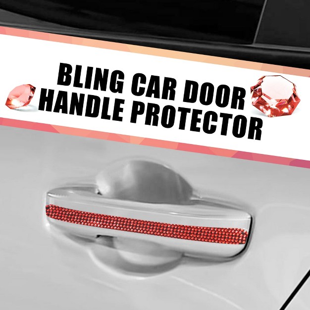 Unique Bargains Universal Self adhesive Bling Faux Crystal Car Door Handle Protector 6 Pcs