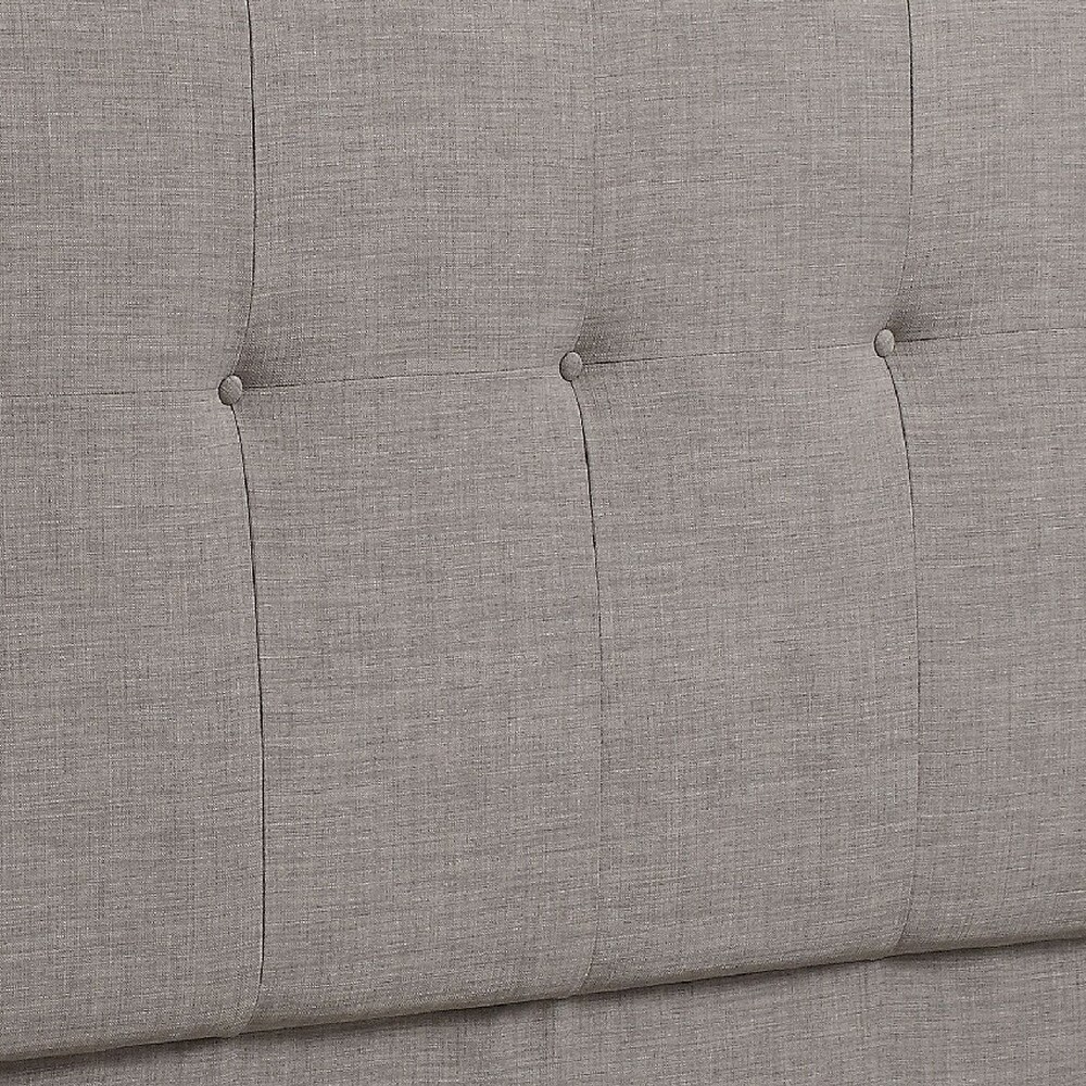 Adams King Size Headboard  Adjustable Metal Legs  Tufted Linen  Grey