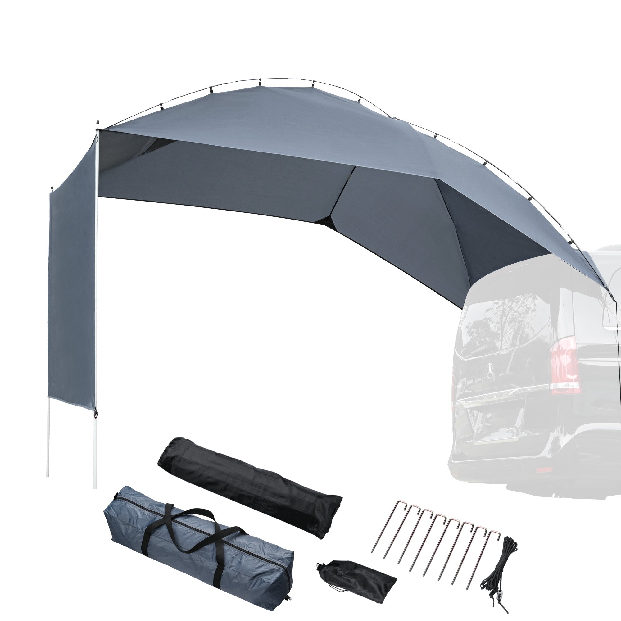 LAGarden 8x11x7Ft Waterproof Car Awning Portable Trailer Sun Shelter for Outdoor Camping SUV Truck Van Gray