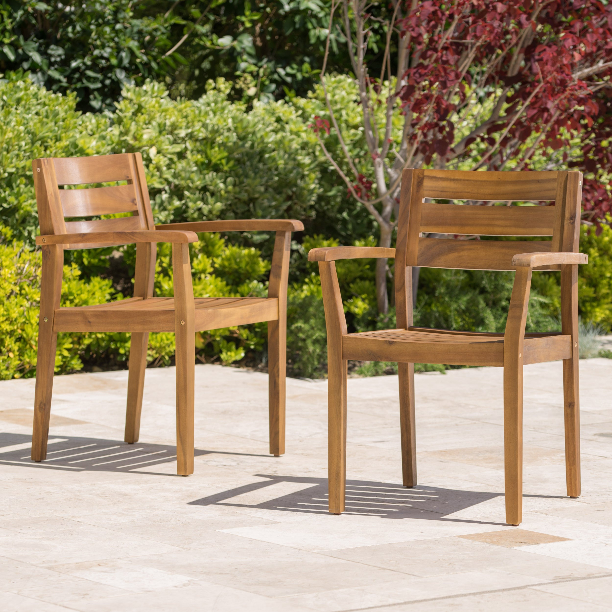 Stanford Outdoor Teak Finish Acacia Wood 7 Piece Dining Set