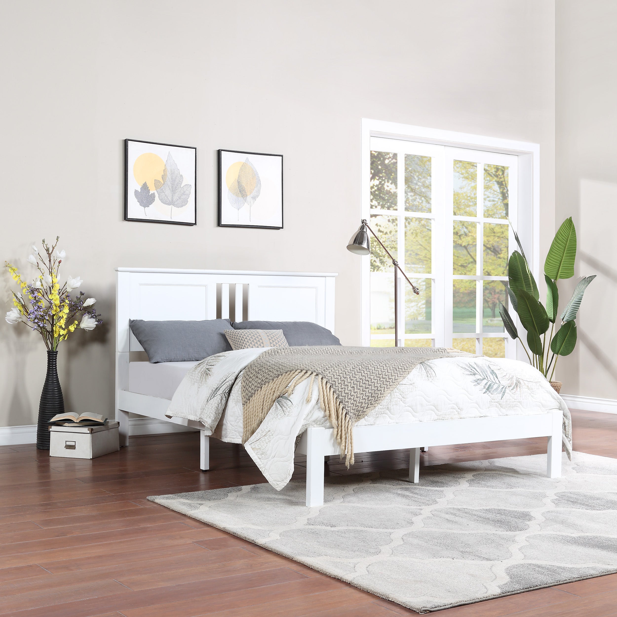 Kashtyn Modern Farmhouse Acacia Wood Queen Bed Platform