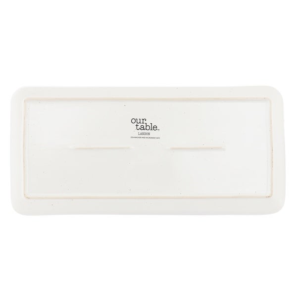 13 Inch Rectangle Stoneware Serving Tray in Sea Salt