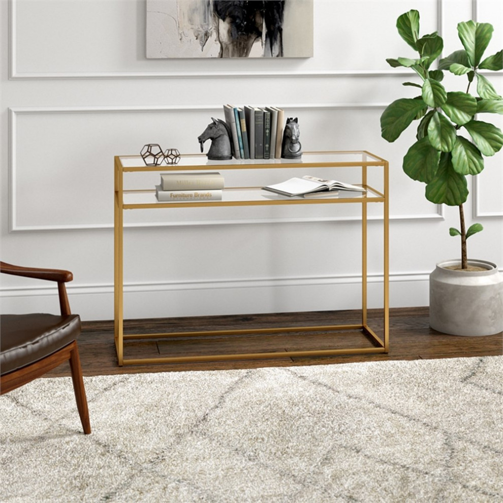 Henn ampHart 42 quotGold Console Table   Contemporary   Console Tables   by Homesquare  Houzz