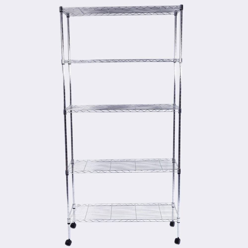 Karl home Silver 5-Tier Heavy Duty Metal Freestanding Garage Storage Shelving Unit (13.78 in. W x 65 in. H x 35.43 in. D) 302992573358