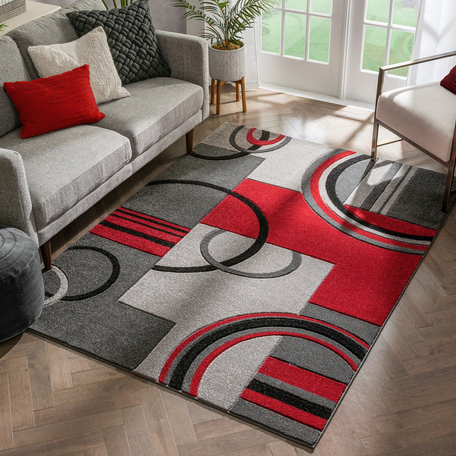 Well Woven Ruby Galaxy Waves Modern Area Rug