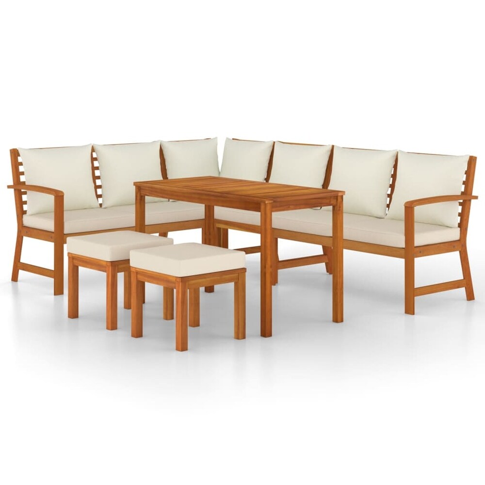 vidaXL 4/5/6/7/9/11 Piece Patio Dining Set with Cushions Solid Wood Acacia