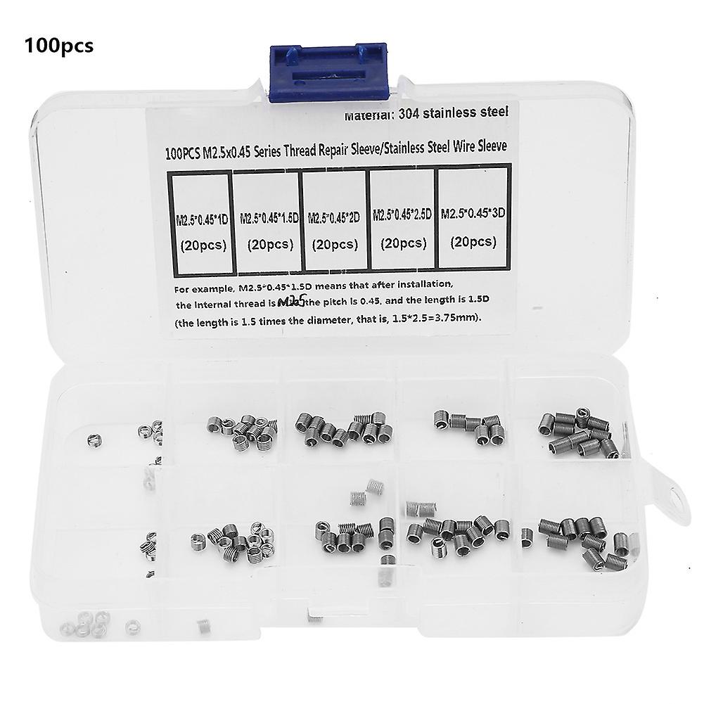 100 Pcs Wire Inserts Screws Sleeve Assortment Kit Stainless Steel Metric M2-m5 For Automotive Repairs[m4*0.7]