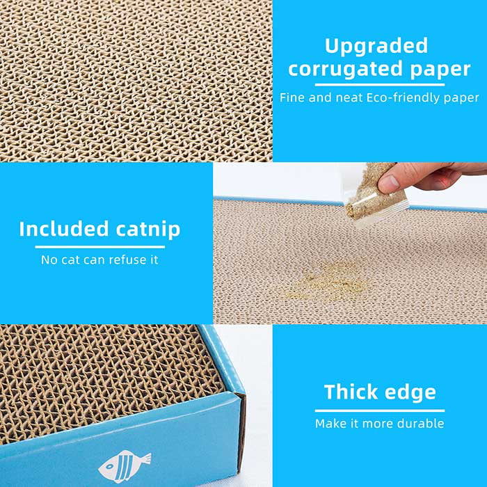 Noodoky 3 Pcs Large Cat Scratching Pads, Double-Sided Corrugated Horizontal Cat Scratcher Cardboard Pad, Scratch Board