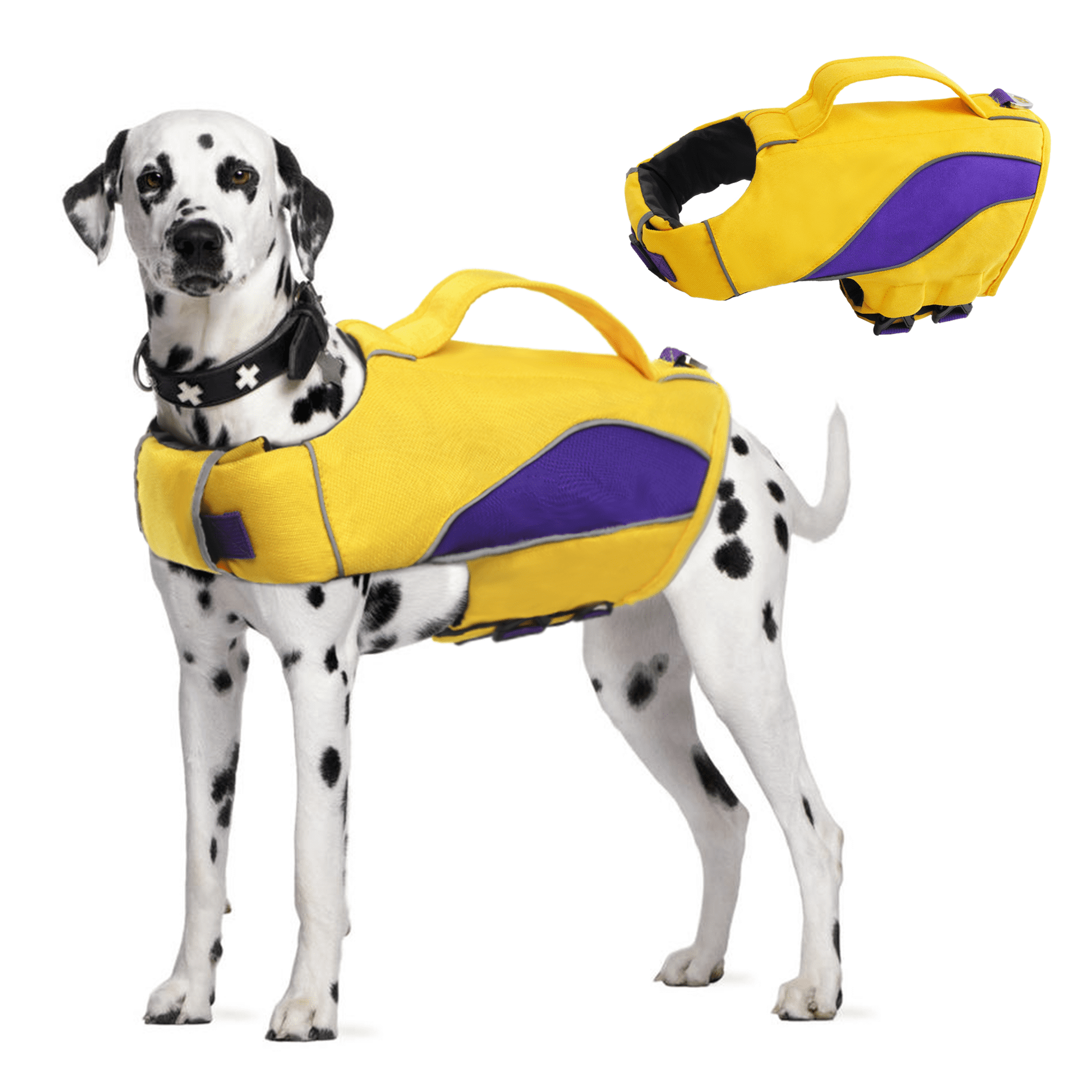 Kuoser Dog Life Jacket Pet Ripstop Life Vest Dog Swimming Training Suit Adjustable and Reflective