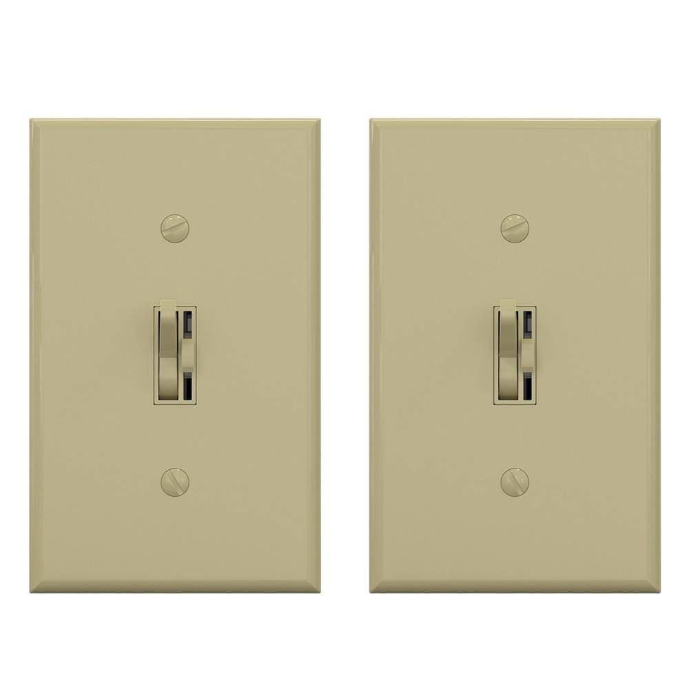 ELEGRP Toggle Dimmer Switch for Dimmable LED CFL and Incandescent Bulbs Single Pole3-Way with Wall Plate Ivory (2-Pack) DM101S-IV2