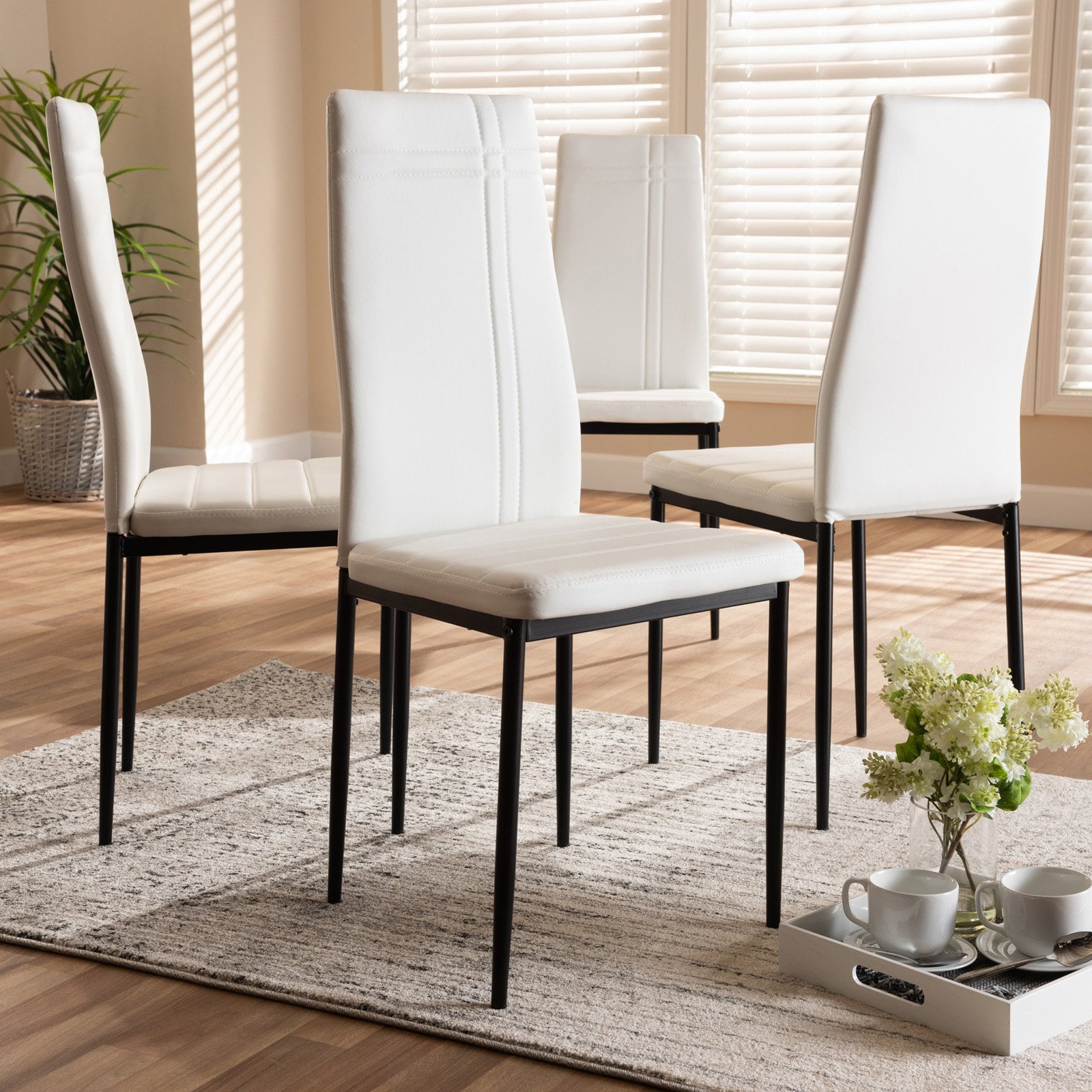 Baxton Studio Matiese Faux Leather High Back Dining Side Chair - Set of 4