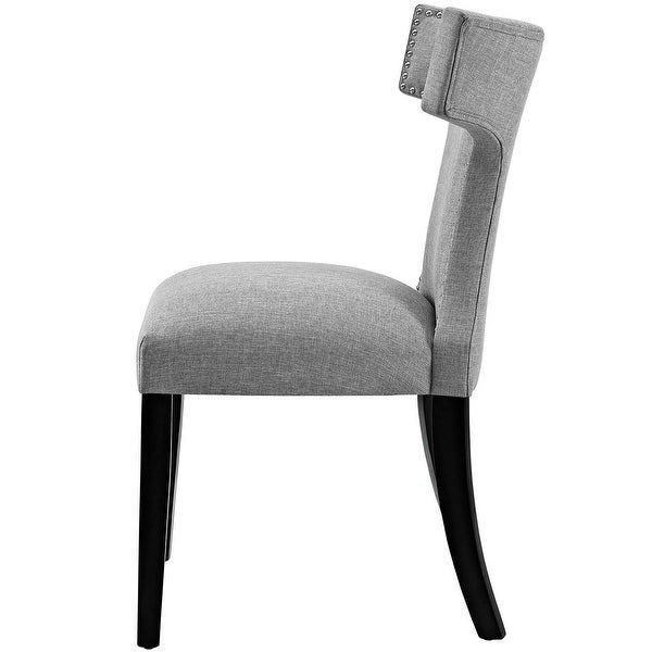 Zenta Modern Light Grey Fabric Curved Dining Chair with Nailhead Trim