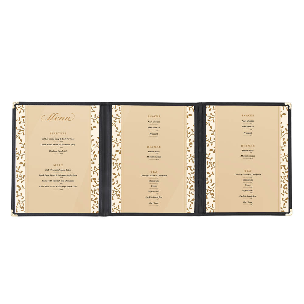 Yescom 30x Menu Covers Cafe Restaurant Triple 8.5x11 Black