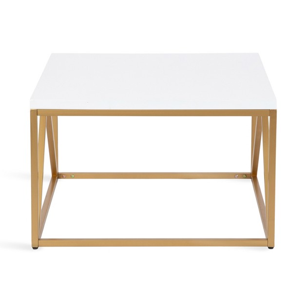 Kate And Laurel Truss Square Mdf Coffee Table 28x28x18 White And Gold