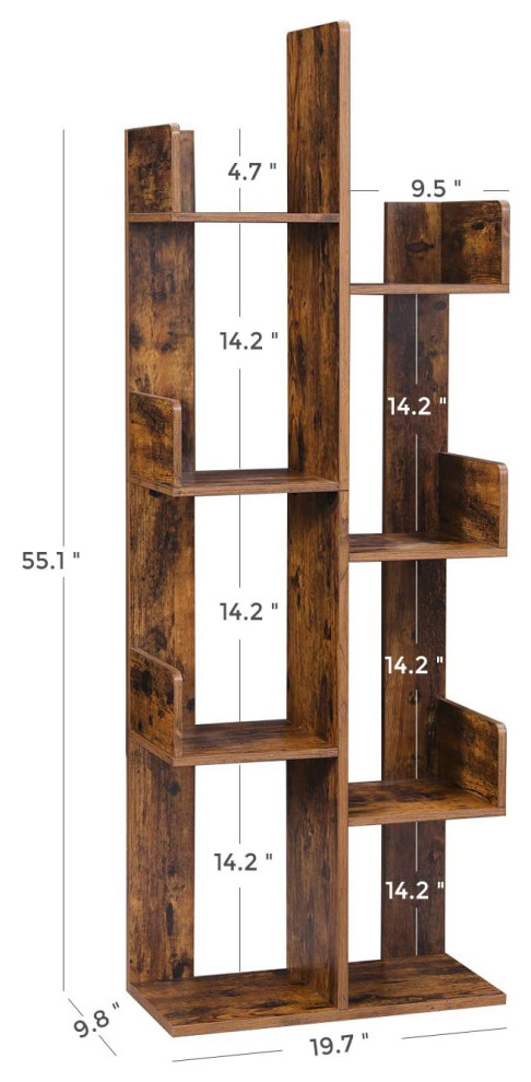 Tree Shaped Bookshelf with 8 Storage Shelves  Rounded Corners   Contemporary   Bookcases   by Imtinanz  LLC  Houzz