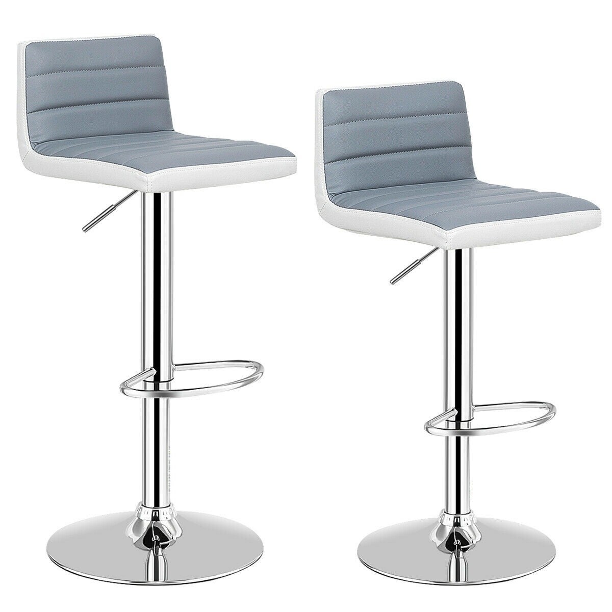 Set of 2 Adjustable PU Leather Bar Stools - 14.5