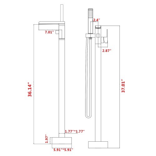 1 Handle Freestanding Bathtub Faucet with Hand Sho...