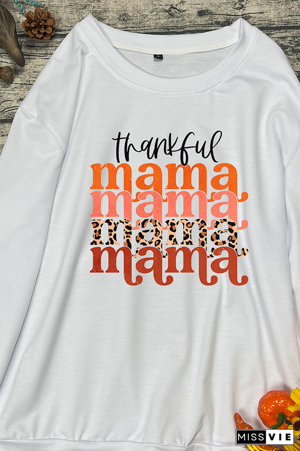 Thankful Mama Stacked Print O-neck Long Sleeve Sweatshirts Women Wholesale