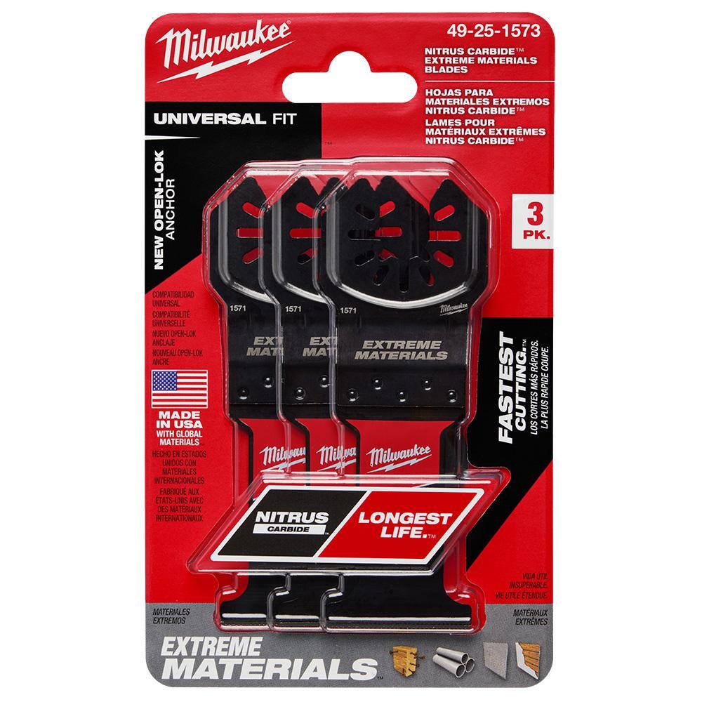 MW 1-38 in. Nitrus Carbide Universal Fit Extreme Materials Cutting Oscillating Multi-Tool Blade (3-Pack) 49-25-1573