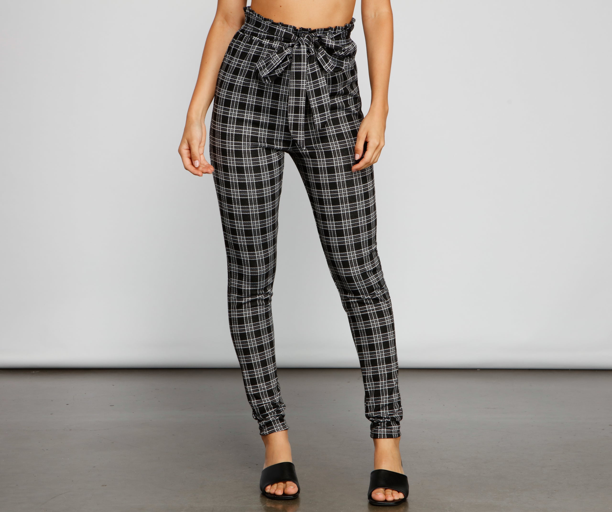 Major Style Plaid Paperbag Pants